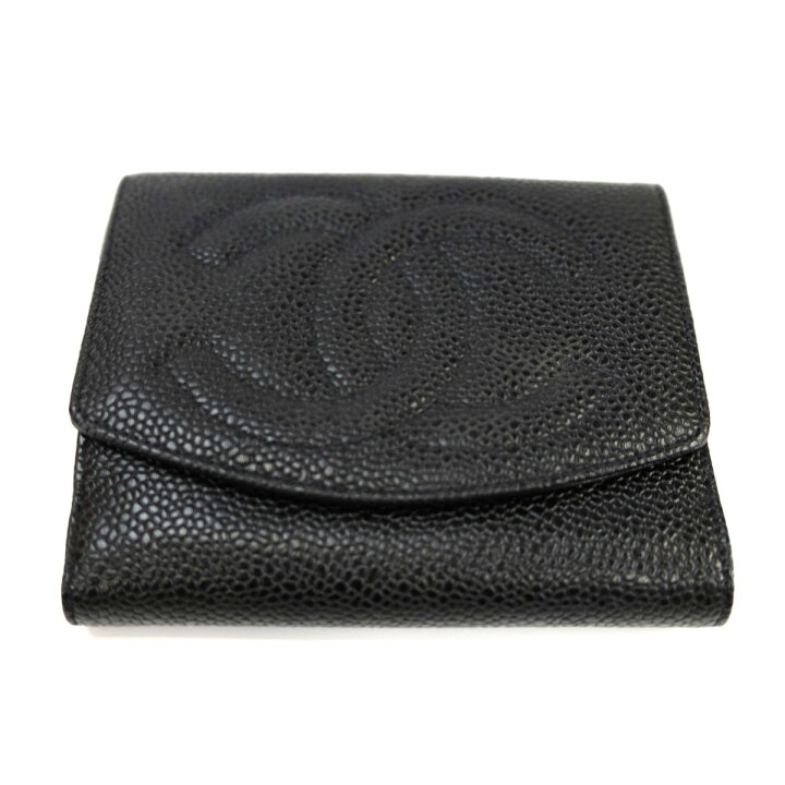 楽天市場】CHANEL シャネル キャビアスキン Wホック 二つ折り財布  
