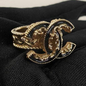 CHANEL シャネル リング 指輪 ココマーク ゴールド×ブラック B13C 約12号 管理番号:10321
