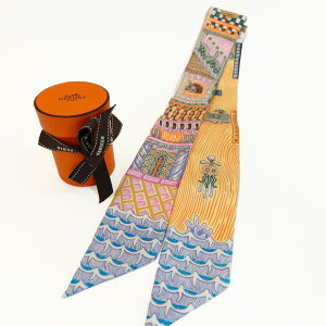 エルメス HERMES Super Silk Quest スーパー シルク クエスト ツイリー スカーフ 総柄 黄色 マルチカラー 管理番号:10161