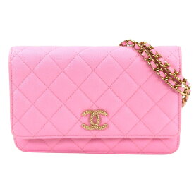 CHANEL シャネル チェーンウォレットマトラッセ ココマーク ピンク ゴールド金具 管理番号：11446