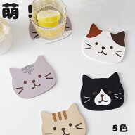 《可愛い猫ちゃんコースター》猫ちゃん 洗える コースター 5枚セット｜ 猫 ねこ ネコ ネコ柄 猫柄 家庭用…