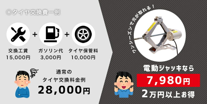 楽天市場 電動ジャッキ パンタジャッキ タイヤ交換 スタッドレスタイヤ チェーン パンク修理 楽天1位 公式 楽々車のタイヤ交換 シガーソケット電動ジャッキ Sc12velj 送料無料 サンコーレアモノショップ