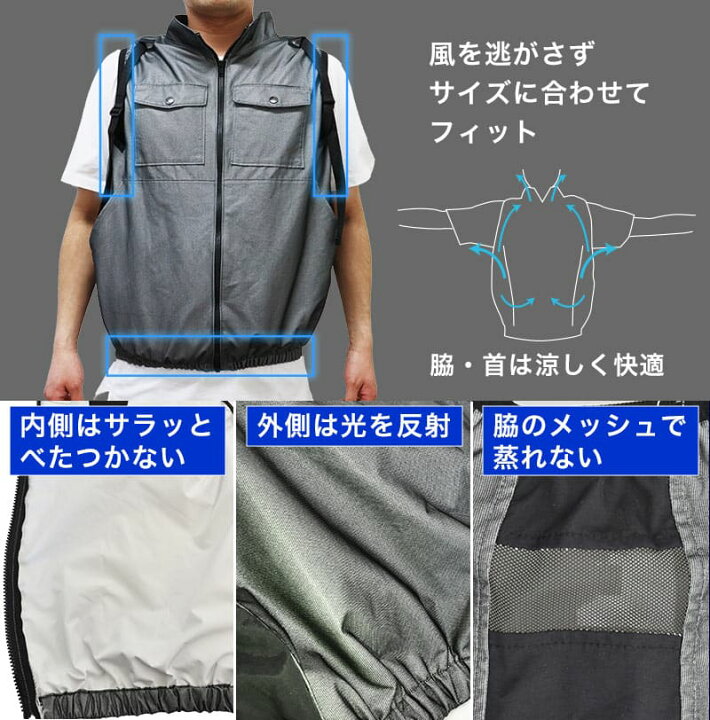 楽天市場 今季販売終了 作業着 夏用 作業 ベスト 空調服 暑さ対策 外仕事 公式 ペルチェベスト 冷蔵服 Tk Cvt22g サンコーレアモノショップ