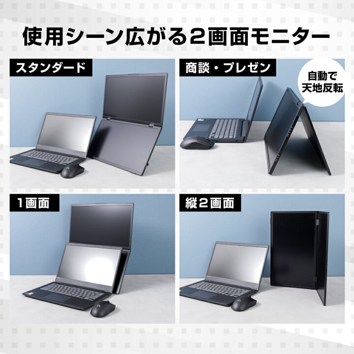 楽天市場】15.6インチ 2画面 デュアルモニター 無段階調整 ノングレア 