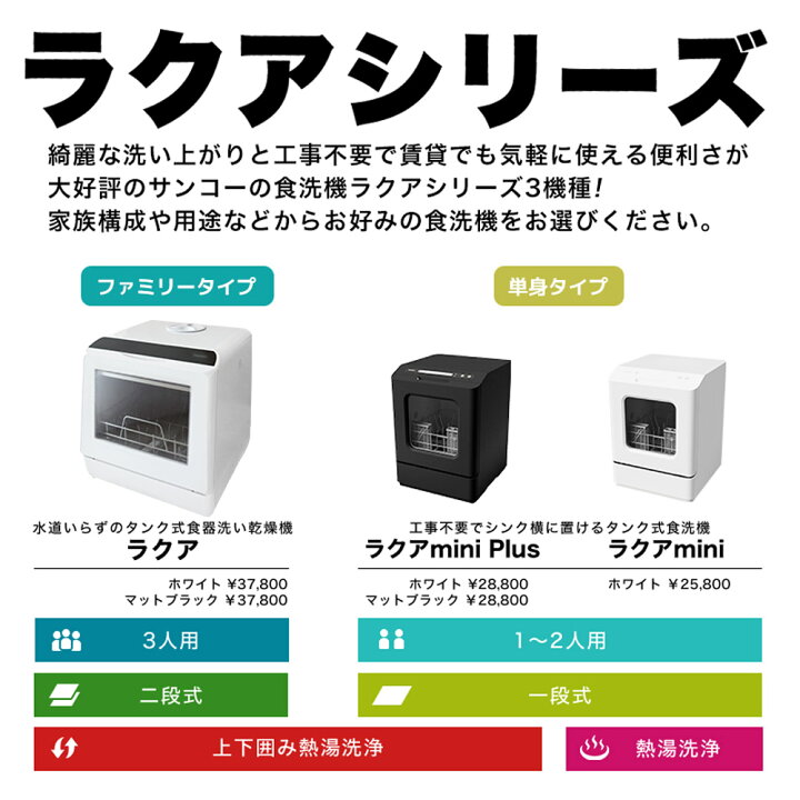 楽天市場】【P5倍 4/10 2時迄】食洗機 工事不要 タンク式 2人用 3人用 