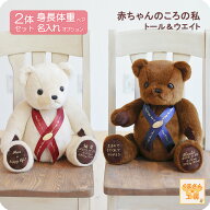 身長 体重ベア 2体セット ボディ全3色 茶 白 黄 リボン全3色 ブルー エンジ クリーム [トール＆ウェイト …