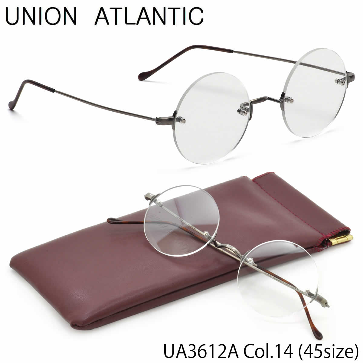 ユニオンアトランティック UNION ATLANTIC メガネ UA3612A 14 45サイズ 日本製 アジアンフィット 丸メガネ UNIONATLANTIC メンズ レディース