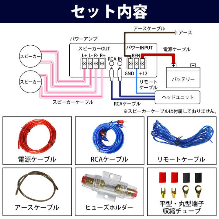 楽天市場 6点セット 導体径3 0mm ハイパワー アンプ 配線キット 6ゲージ 6gk アンプケーブルキット オーディオ オーディオケーブル パワー ケーブル ウーハー ウーファー アーシング アーシング配線 アーシングケーブル スピーカー Boss 電源 ザ アペックス