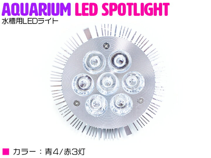 楽天市場 交換球 Led スポットライト 青4 赤3灯 照射角60度 水槽用照明 Led照明 Ledライト アクアリウム 熱帯魚 淡水魚 海水魚 水草 サンゴ イソギンチャク ミドリイシ シャコガイ 観賞魚 水槽 レイアウト ザ アペックス 楽天市場店