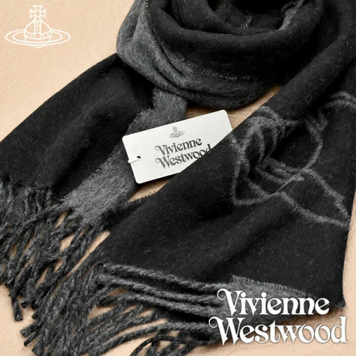 楽天市場 最大1500円offクーポン P10倍 12 13 10 00 12 17 9 59 送料無料 Vivienne Westwood ヴィヴィアンウエストウッド ヴィヴィアン マフラー レディース メンズ ロゴ入り ストール ツートンカラー ブラック グレー こだわり文房具のアーティクル