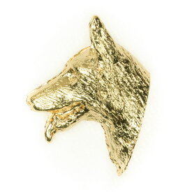 【※要 発送期間 約1〜3ヶ月】 ジャーマンシェパード イギリス製 22ctゴールドメッキ アート ドッグ ピンバッジ コレクション 英国製 犬 グッズ