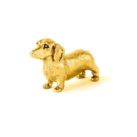 【※要 発送期間 約1〜3ヶ月】 ダックスフンド（スムース） 22ct ゴールドプレート イギリス製 アート ドッグ フィギュア コレクション 英国製 犬 グッズ