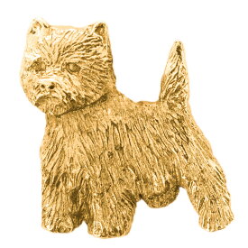【※要 発送期間 約1〜3ヶ月】 ウエストハイランドホワイトテリア イギリス製 22ct ゴールドプレート アート ドッグ ブローチ コレクション 英国製 犬 グッズ