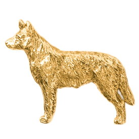 【※要 発送期間 約1〜3ヶ月】 オーストラリアンキャトルドッグ イギリス製 22ct ゴールドプレート アート ドッグ ブローチ コレクション 英国製 犬 グッズ