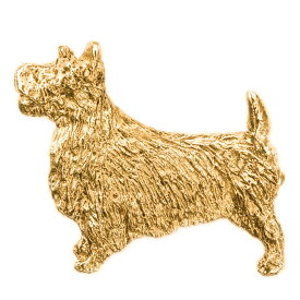 【※要 発送期間 約1〜3ヶ月】 オーストラリアンテリア イギリス製 22ct ゴールドプレート アート ドッグ ブローチ コレクション 英国製 犬 グッズ