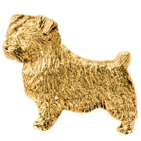 【※要 発送期間 約1〜3ヶ月】 ノーフォークテリア イギリス製 22ct ゴールドプレート アート ドッグ ブローチ コレクション 英国製 犬 グッズ