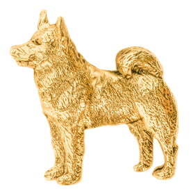 【※要 発送期間 約1〜3ヶ月】 ノルウェジアンエルクハウンド イギリス製 22ct ゴールドプレート アート ドッグ ブローチ コレクション 英国製 犬 グッズ