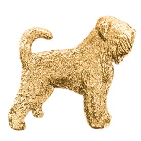 【※要 発送期間 約1〜3ヶ月】 ブラックロシアンテリア イギリス製 22ct ゴールドプレート アート ドッグ ブローチ コレクション 英国製 犬 グッズ