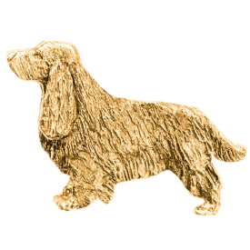 【※要 発送期間 約1〜3ヶ月】 イングリッシュコッカースパニエル（未断尾） イギリス製 22ct ゴールドプレート アート ドッグ ブローチ コレクション 英国製 犬 グッズ