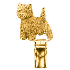 【※要 発送期間 約1〜3ヶ月】 ウエストハイランドホワイトテリア イギリス製 22ct ゴールドプレート アート ドッグ ショー リング クリップ 英国製 犬 グッズ