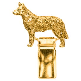 【※要 発送期間 約1〜3ヶ月】 オーストラリアンキャトルドッグ イギリス製 22ct ゴールドプレート アート ドッグ ショー リング クリップ 英国製 犬 グッズ