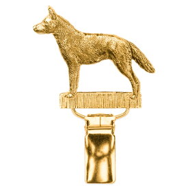 【※要 発送期間 約1〜3ヶ月】 オーストラリアンケルピー イギリス製 22ct ゴールドプレート アート ドッグ ショー リング クリップ 英国製 犬 グッズ