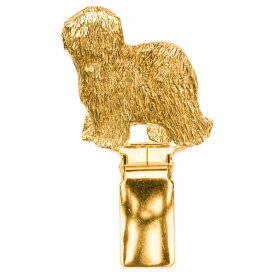 【※要 発送期間 約1〜3ヶ月】 オールドイングリッシュシープドッグ イギリス製 22ct ゴールドプレート アート ドッグ ショー リング クリップ 英国製 犬 グッズ