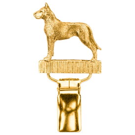 【※要 発送期間 約1〜3ヶ月】 グレートデン（断耳バージョン） イギリス製 22ct ゴールドプレート アート ドッグ ショー リング クリップ 英国製 犬 グッズ