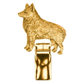 【※要 発送期間 約1〜3ヶ月】 シッパーキ（スキッパーキ） イギリス製 22ct ゴールドプレート アート ドッグ ショー リング クリップ 英国製 犬 グッズ
