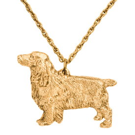 【※要 発送期間 約1〜3ヶ月】 フィールドスパニエル イギリス製 アート ドッグ ペンダント ネックレス コレクション 英国製 犬 グッズ