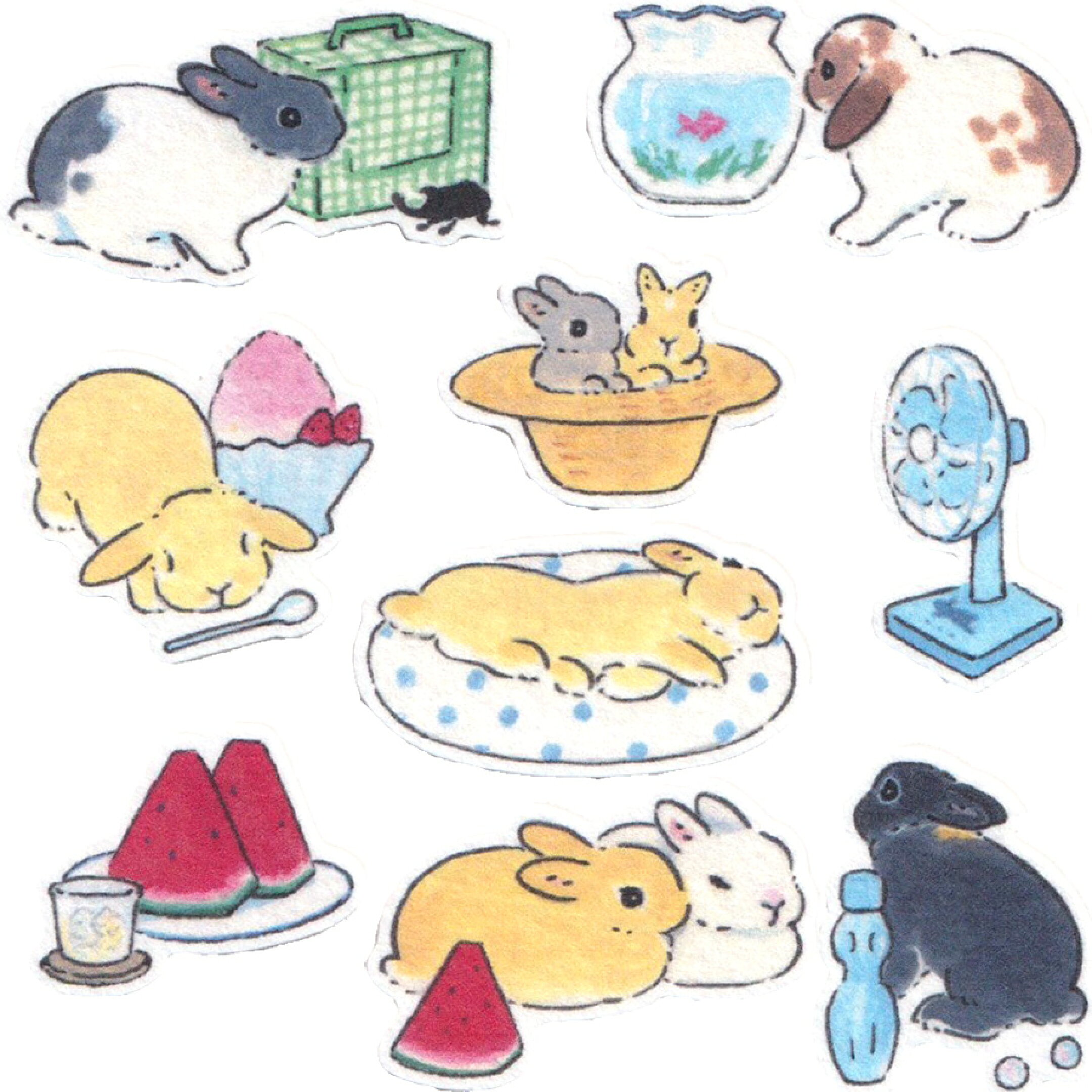 森山標子シール　うさぎさんと夏休み