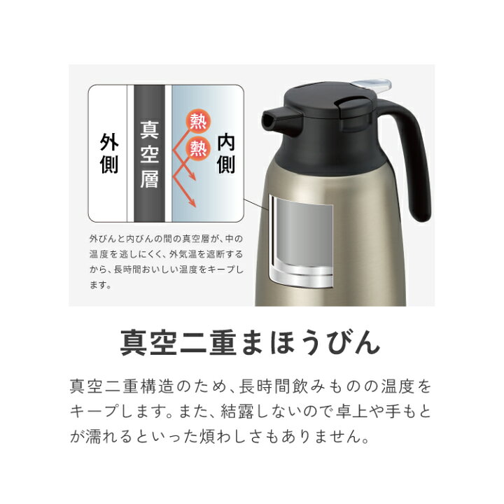 楽天市場 ピーコック ハンディポット 保温保冷 2l 真空二重構造 ステンレス 保温ポット ティーポット コーヒーポット ポット 真空断熱 卓上ポット おしゃれ 持ち運び 保温 保冷 まほうびん 魔法瓶 テーブルポット ステンレスポット 2リットル Ahr 0 Xa ステンレス