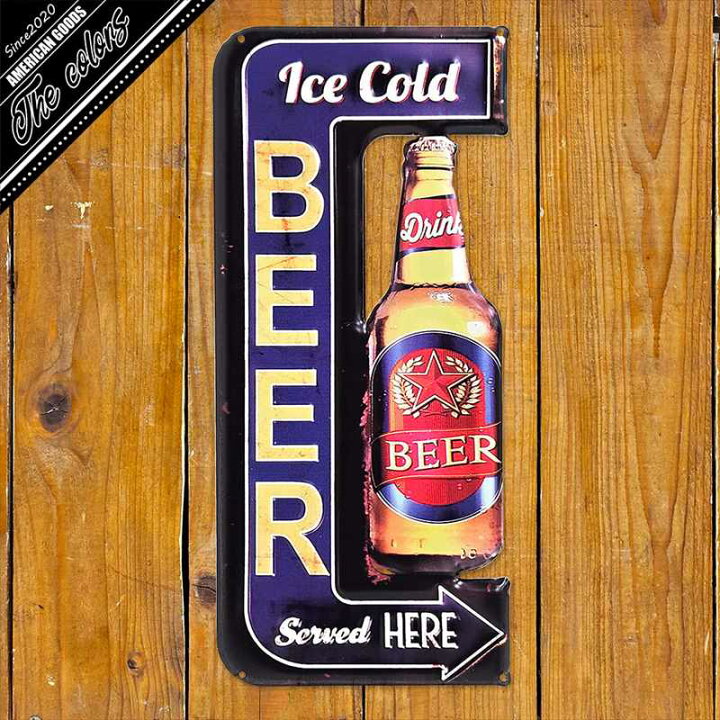 楽天市場】サインプレート ブリキ看板 BEER ICE COLD アイアンプレート  