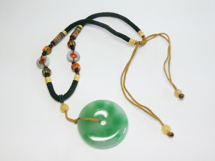 楽天市場】天然 翡翠 古銭 型 お守り ペンダント ☆金運アップ！金運  