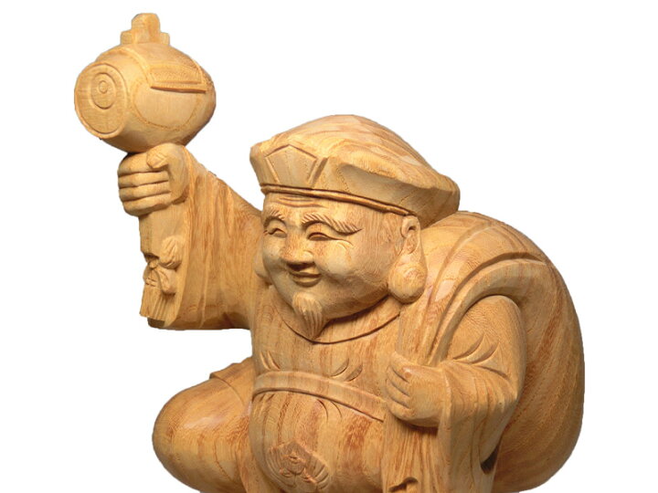 楽天市場】天然 欅木 彫り（ケヤキ）三俵 大黒天像 (高さ約21cm 