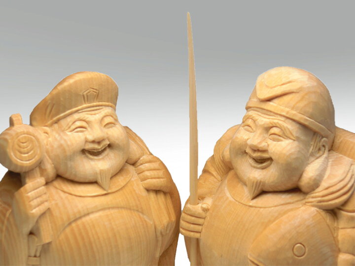 楽天市場】天然 桧木 彫り(ヒノキ) 丸 恵比寿 大黒天 像(高さ約9.0cm 