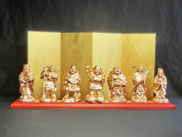 楽天市場】開運 金色 七福神 像 (寿山石製)高さ約10cm ☆木製台座・金 