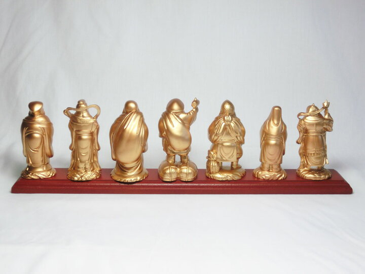 楽天市場】開運 金色 七福神 像 (寿山石製)高さ約10cm ☆木製台座・金 