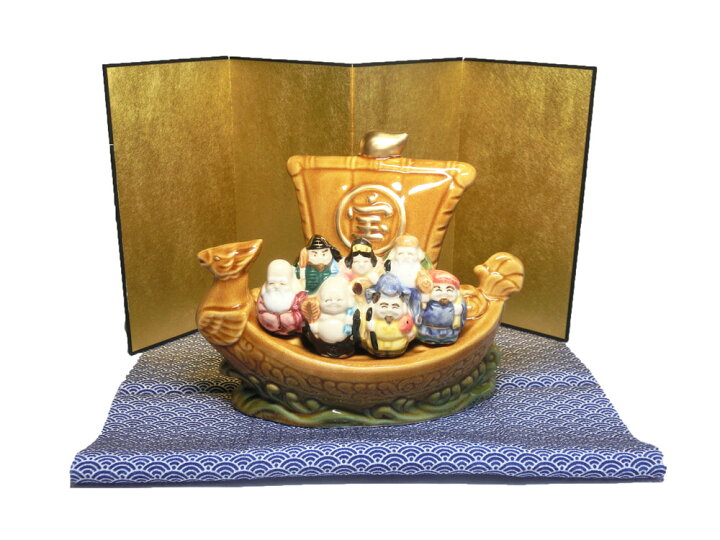 楽天市場】日本製 ☆ 開運 七福神 宝船 (陶器製)高さ約16.5cm ☆ 金 