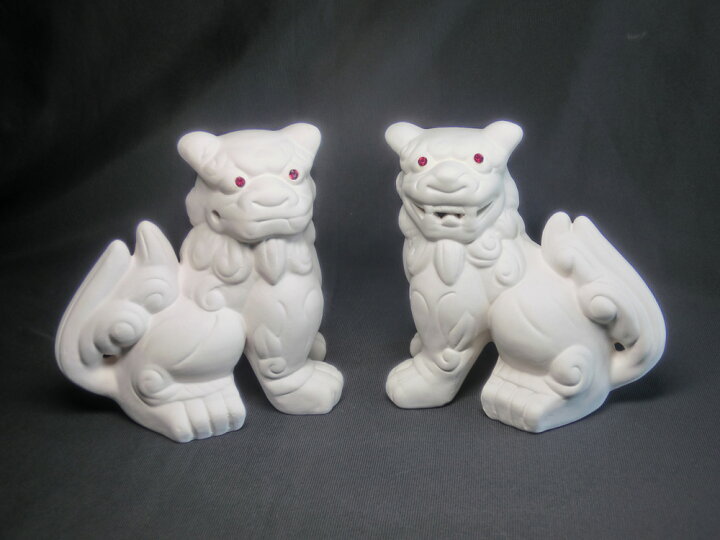 楽天市場】魔除け 赤眼 おすわり 白シーサー 1対セット ☆ 獅子 