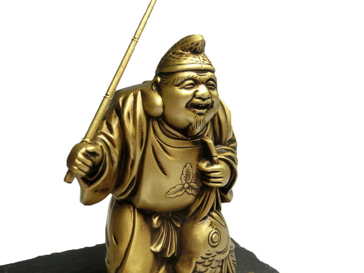 楽天市場】古美金調 恵比寿天 像(金属製) 石板台座 付 ＜ 仏像 開運 