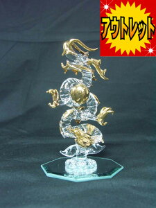 【お買い得!アウトレット】天上昇龍(てんじょうしょうりゅう)中<風水グッズ・開運グッズ・幸運の置物>ハンドメイド龍の置物・辰年の干支グッズ 5本指の皇帝龍 八角鏡台座一体型 龍