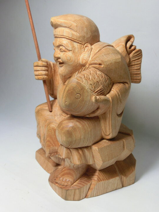 楽天市場】天然 欅木 彫り (ケヤキ) 恵比寿像 (本体高さ約20cm)＜仏像 