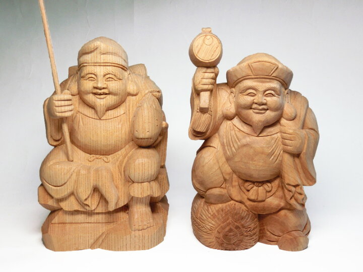 楽天市場】天然 けやき 彫り 恵比寿 大黒天 像(高さ約15cm)＜仏像 