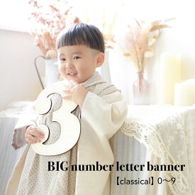 BIG ナンバー レターバナー フォトアイテム バースデーフォト 月齢フォト 祝100日 お食い初め 木製オブジェ 出産 誕生日 七五三 ニューボーンフォト 記念日 数字 【BIG ナンバーレターバナー classical 】