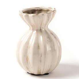 Ceramic Vase フラワーベース ≪アイボリー≫ セラミック製 φ11cm×H15cm 花器 花瓶 アンティーク調