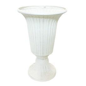 フレンチ フラワーポット （ホワイト） ブリキ φ11cm×H19.5cm アンティーク調 カントリー シャビー フラワーベース 陶器 花器 花瓶 白 軽量