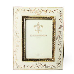 アンティーク レクト ミニ フォトフレーム (ホワイト) ウェルカムスペース 写真 額縁 壁掛け シャビー クラシック スタンド ゴールド インテリア ディスプレイ 壁掛け 四角 長方形 卓上