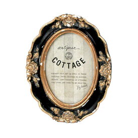 Classical アンティーク オーバル フォトフレーム ≪ブラック≫ 9.5cm×12cm ウェルカムスペース 写真 額縁 シャビー クラシック スタンド ゴールド インテリア ディスプレイ 壁掛け 卓上 【 最強配送 】