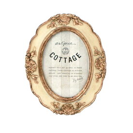Classical アンティーク オーバル フォトフレーム ≪クリーム≫ 9.5cm×12cm ウェルカムスペース 写真 額縁 シャビー クラシック スタンド ゴールド インテリア ディスプレイ 壁掛け 卓上 【 最強配送 】